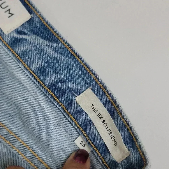 Denim Forum The Ex Boyfriend High Waisted Tapered Relaxed Mid Blue Wash - Picture 11 of 15